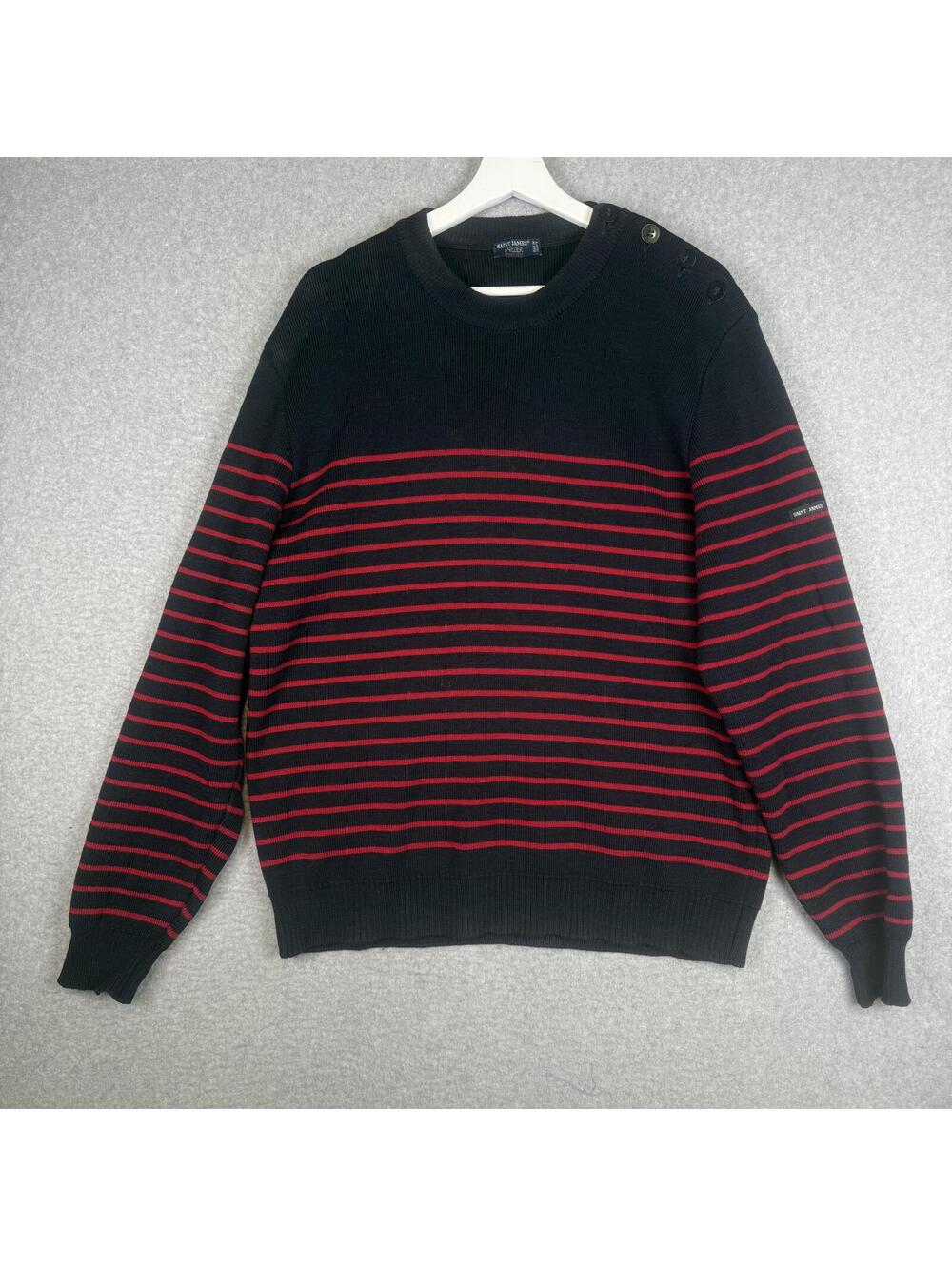 Saint James L'Atelier Men's Size XL Red Black Pullover Crewneck Sweater France